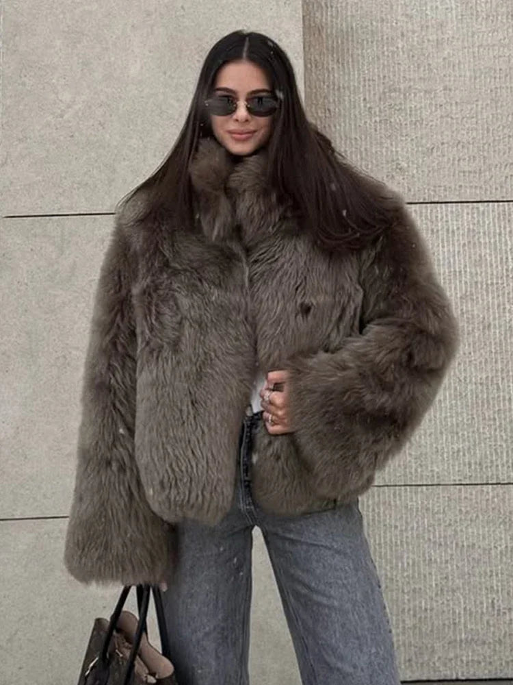 Veste fausse fourrure femme